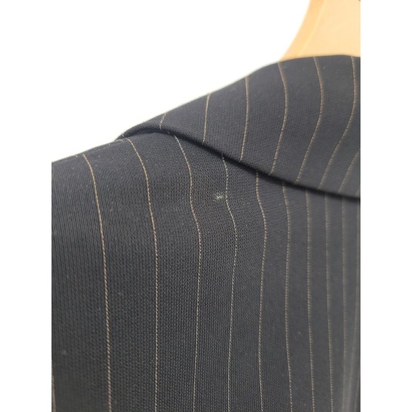 Tahari Pinstripe Double Breasted Black Blazer Jacket 10 Charcoal - Picture 10 of 13